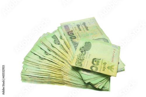 Thai money 20 baht isolated on white , thai bank note