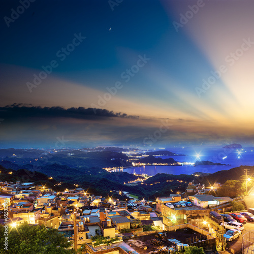 The seaside mountain town scenery in Jiufen, Taiwan © nicholashan