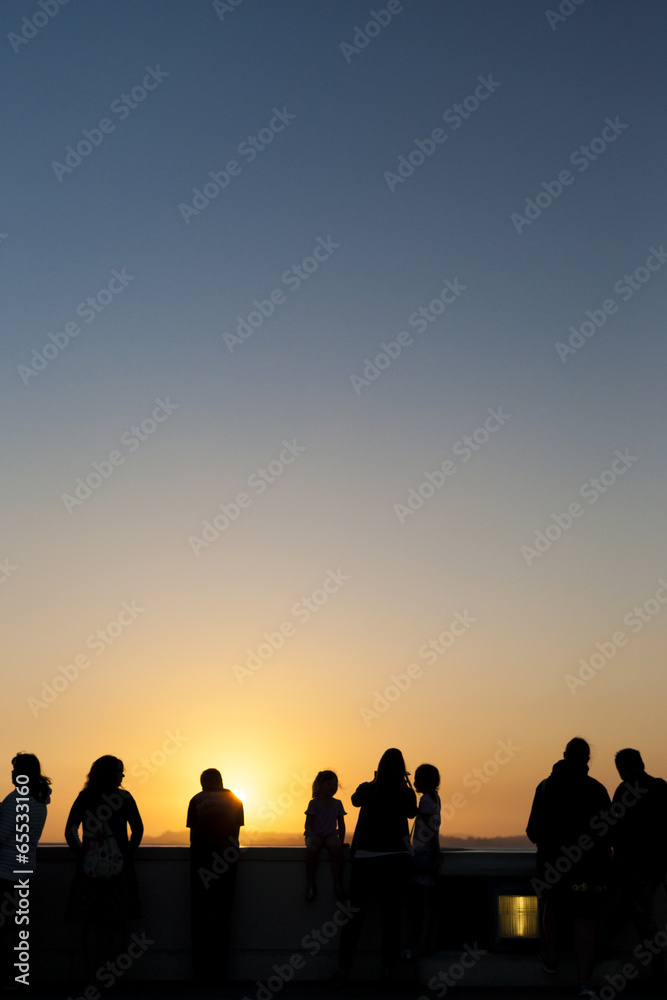 People Contemplating Sunset and Enjoying it in Los Angeles, Cali People Contemplating Sunset and Enjoying it in Los Angeles, Cali