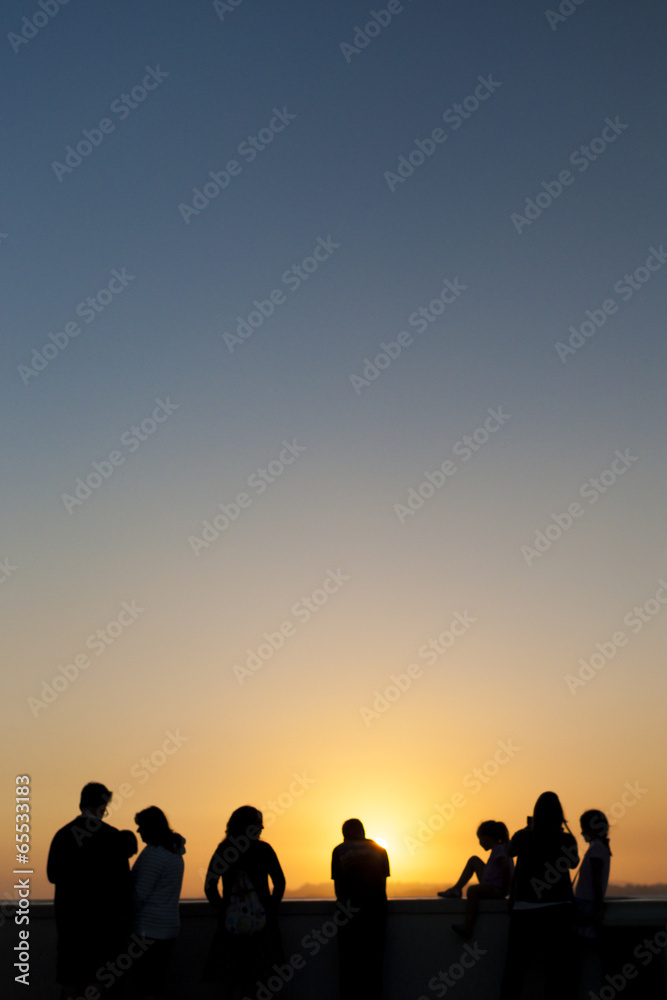 People Contemplating Sunset and Enjoying it in Los Angeles, Cali People Contemplating Sunset and Enjoying it in Los Angeles, Cali
