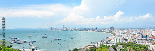 Panoramic view of Pattaya beach and Pattaya city - Thailand photo