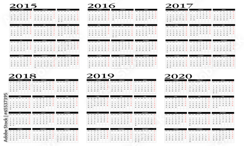 Calendar 2015 to 2020