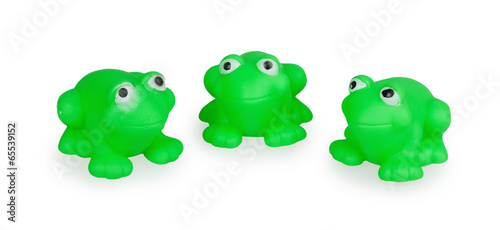 three rubber green toad