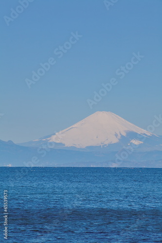 Mountain fuji and the ocean from sagami bay , yokosuka japan