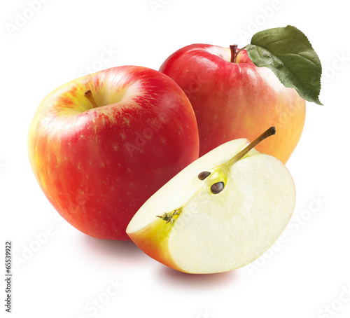 Honeycrisp apples and quarter isolated on white background optio
