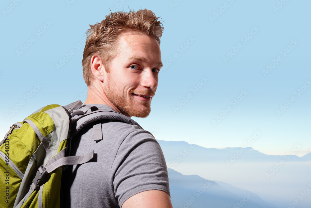 Successful man mountain hiker