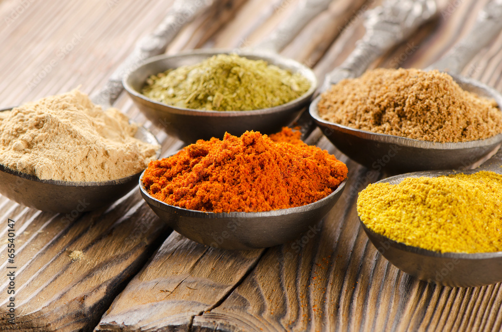 Assortment of powder spices Assortment of powder spices