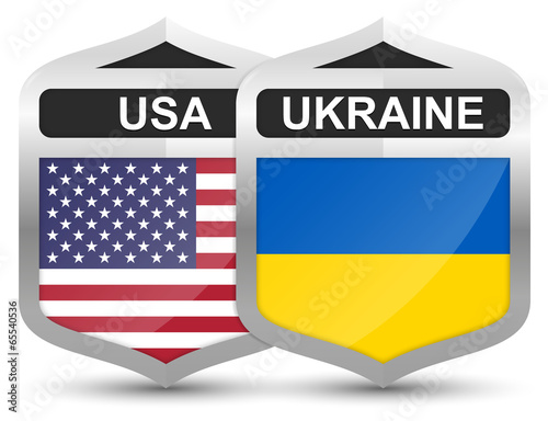 USA & Ukraine – Metal Shield Icons