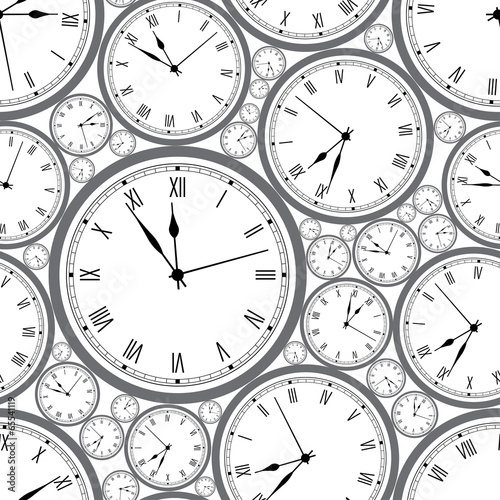 Seamless pattern with watches. Stylish vector texture.