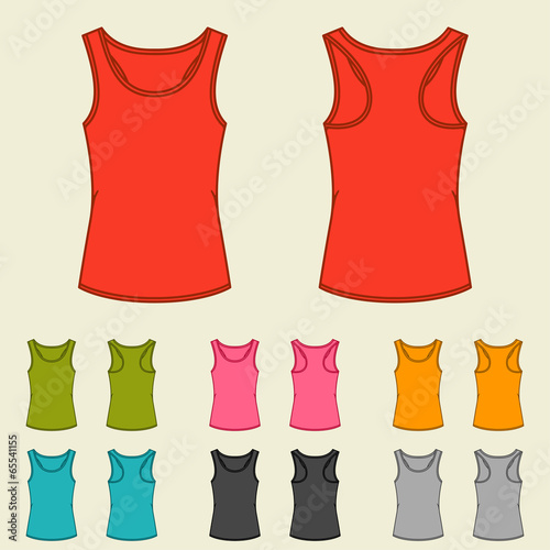 Set of templates colored singlets for women.