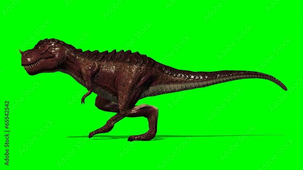 Dinosaur Tyrannosaurus T-Rex walks - green screen Dinosaur Tyrannosaurus T-Rex walks - green screen
