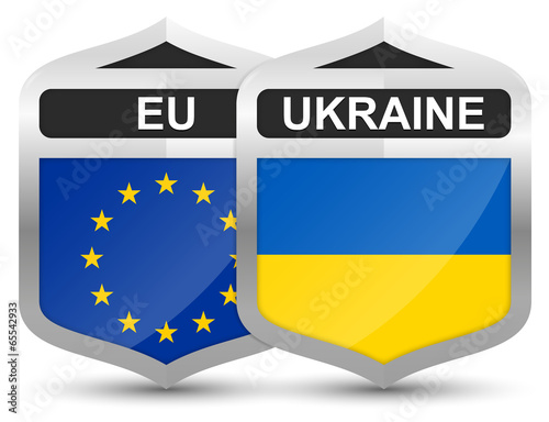 EU & Ukraine – Metal Shield Icons