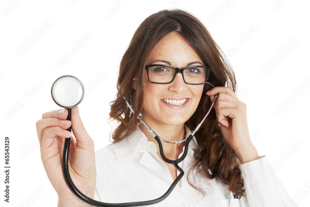 Smiling medical doctor woman with stethoscope. Smiling medical doctor woman with stethoscope.
