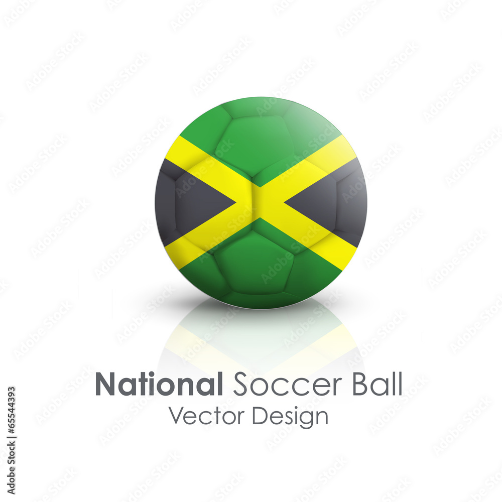 Soccer ball of Jamaica over white background