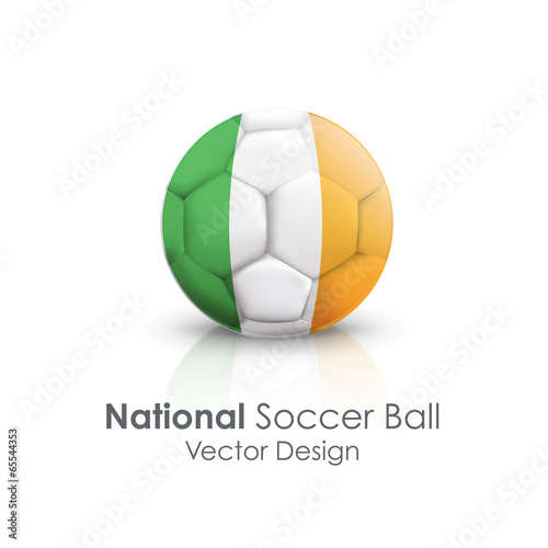 Soccer ball of Ireland over white background