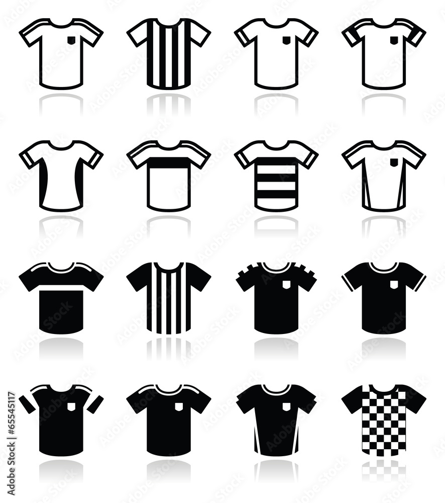 Naklejka premium Football or soccer jerseys icons set