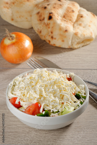 Shopska salad - also known as Bulgarian , Macedonian,Serbian