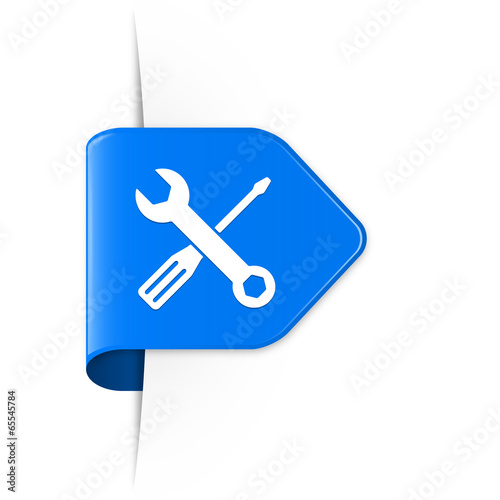 Screwdriver and spanner - Blauer Sticker Pfeil mit Schatten
