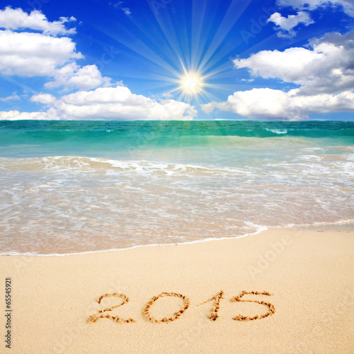 New Year 2015 on a Caribbean beach. 