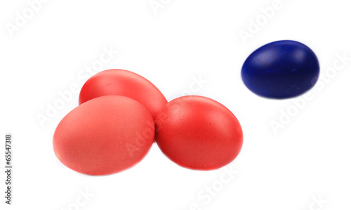 Red and blue easter eggs.