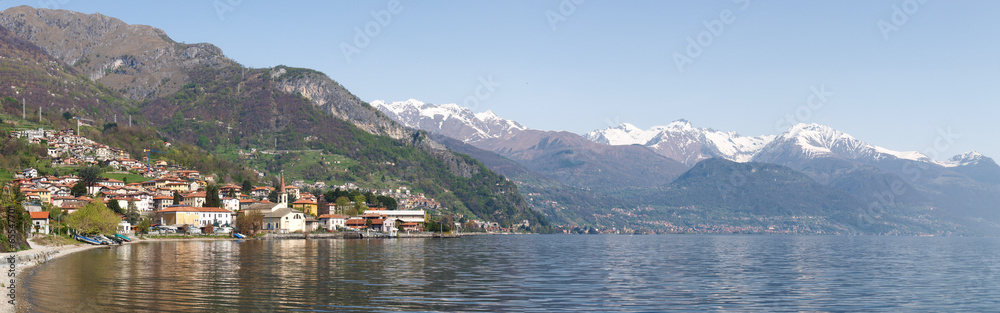 the lake and the village of Pianello del Lario the lake and the village of Pianello del Lario