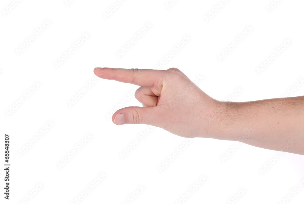 Male hand showing something small. Male hand showing something small.