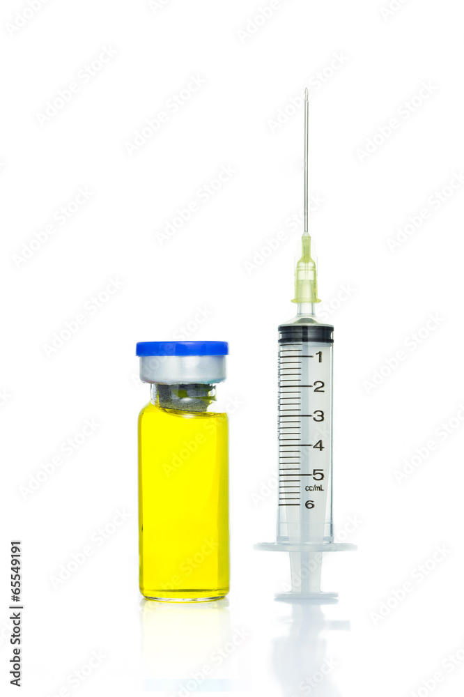 Medical Syringe and yellow ampule Medical Syringe and yellow ampule