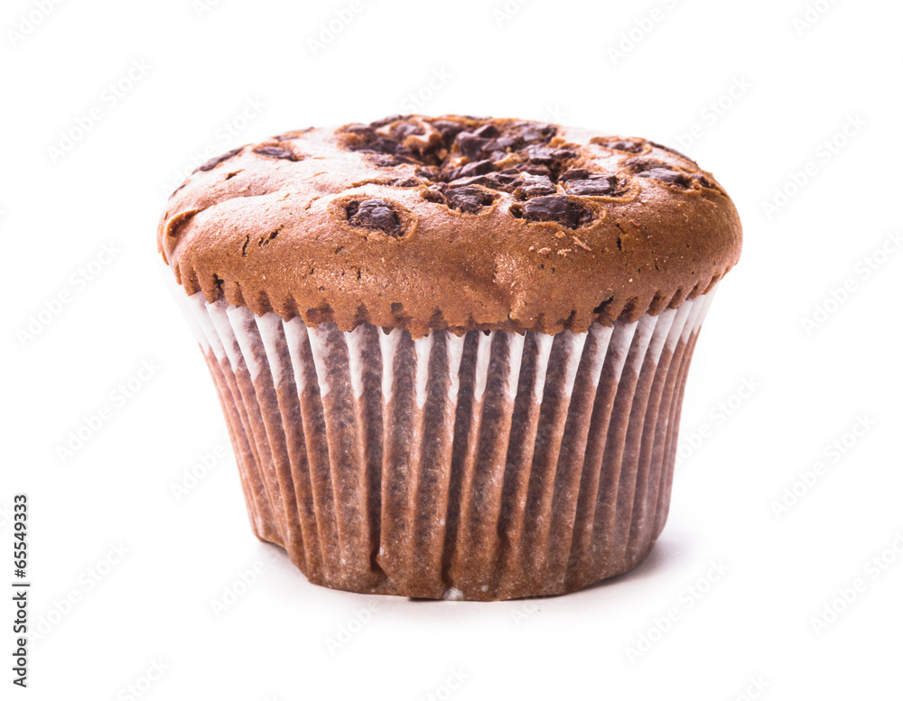 chocolate muffin isolated