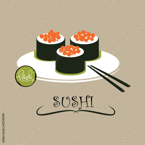 sushi with chopsticks. concept vector illustration