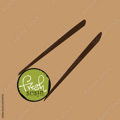 sushi with chopsticks. concept vector illustration