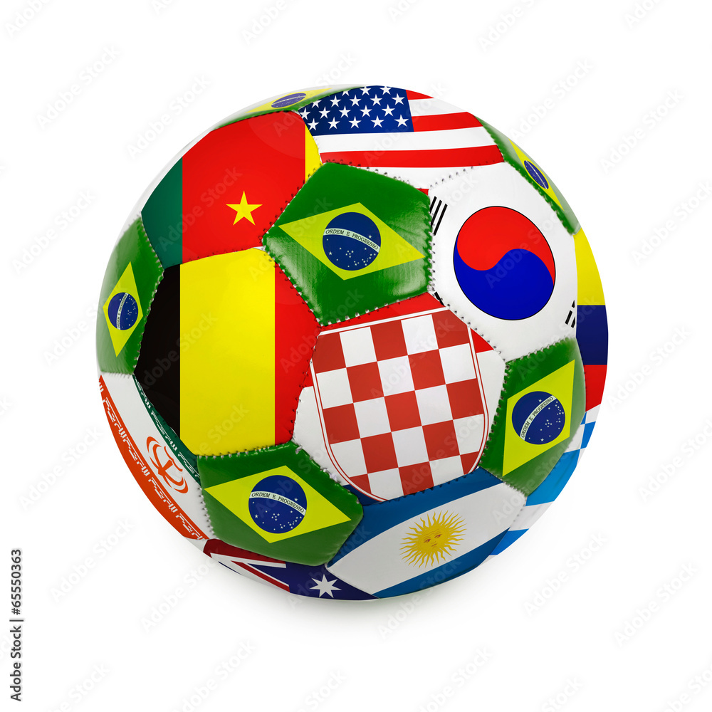 Obraz premium Soccer ball with brazilian flag