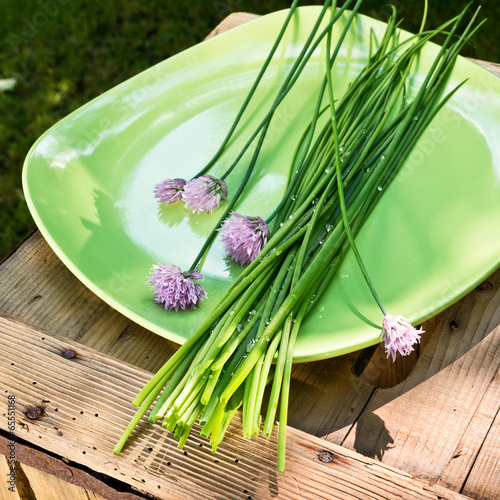 chives on the plate