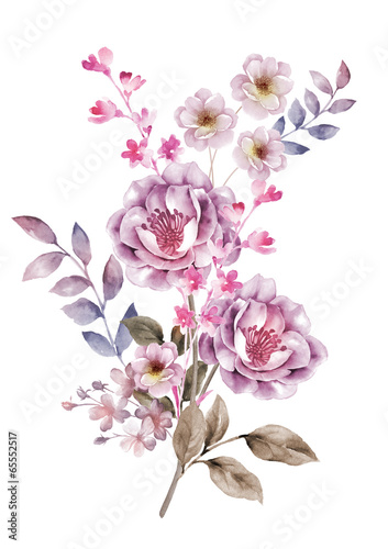 watercolor illustration flowers in simple background