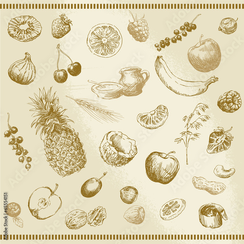 hand drawn fruit collection