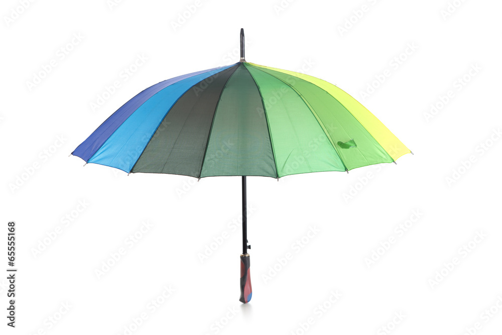 Open colorful umbrella, isolated on white
