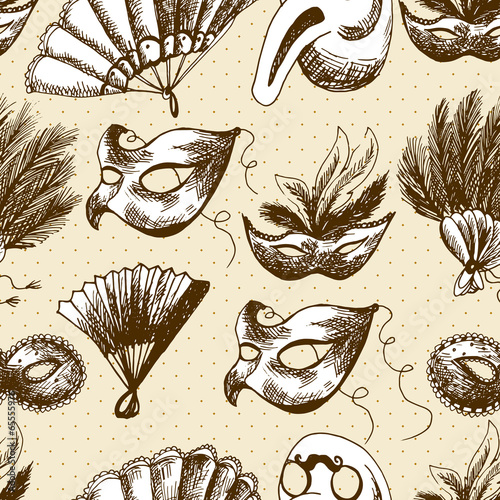 Hand Drawn Carnival  Seamless Background