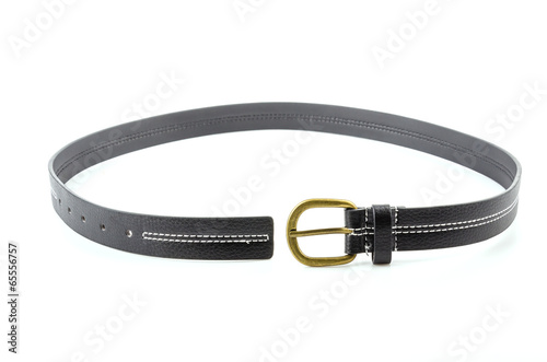 Black leather belt isolated white background