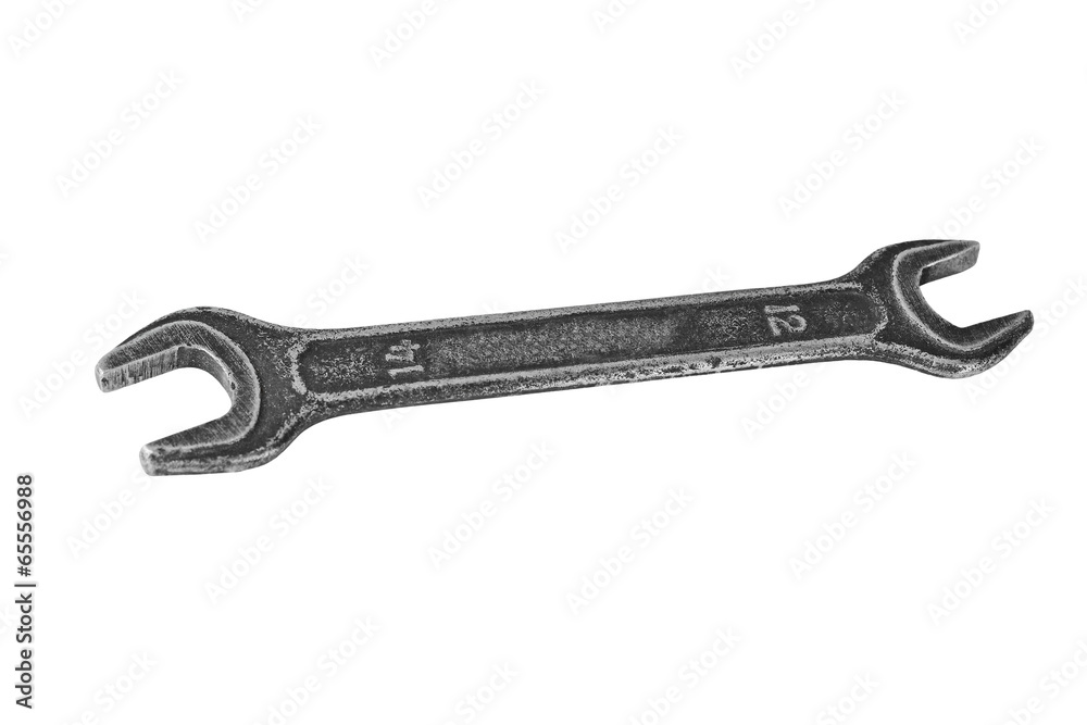 Old rusty wrench, isolated on white background Old rusty wrench, isolated on white background