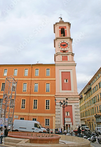 The clock tower of Rusca Palace, Nice, France photo