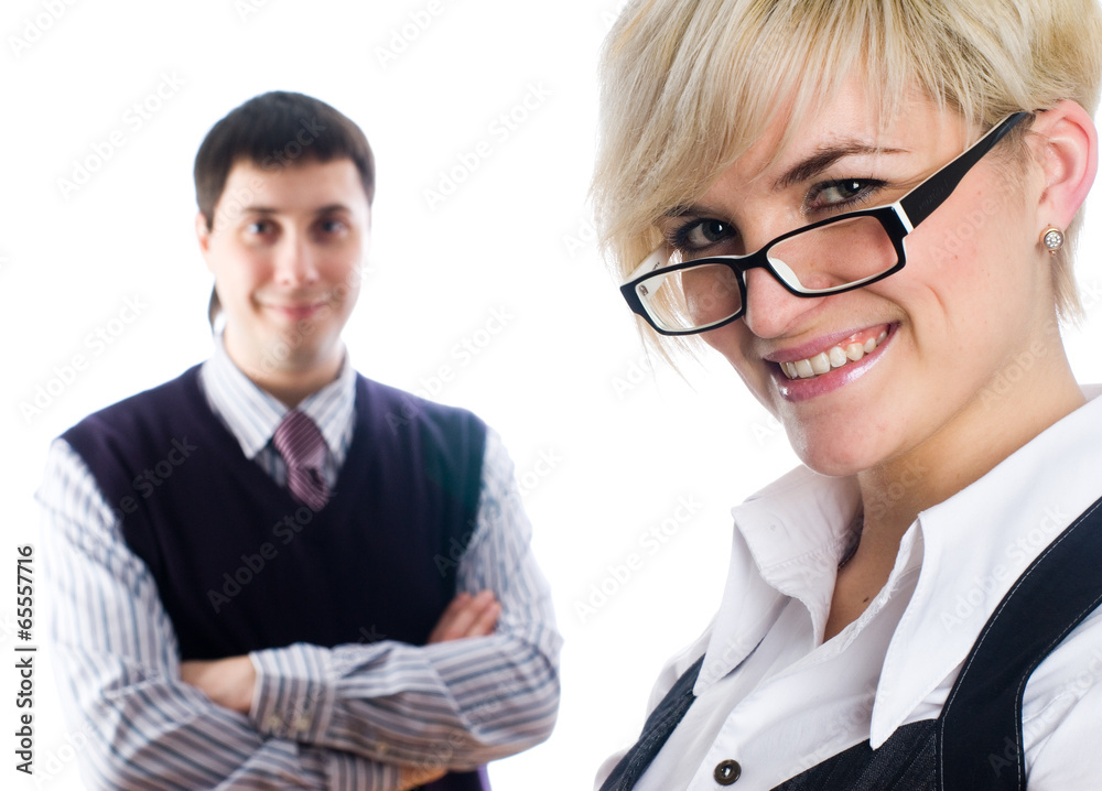 Young and smiling Business woman in an office Young and smiling Business woman in an office