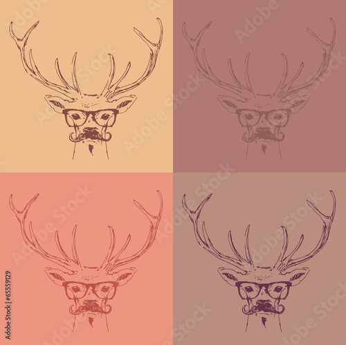 deer head, hipster style engraving illustration