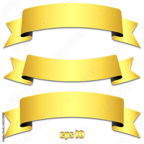 Goldene Banderolen mit Schatten und Textfreiraum