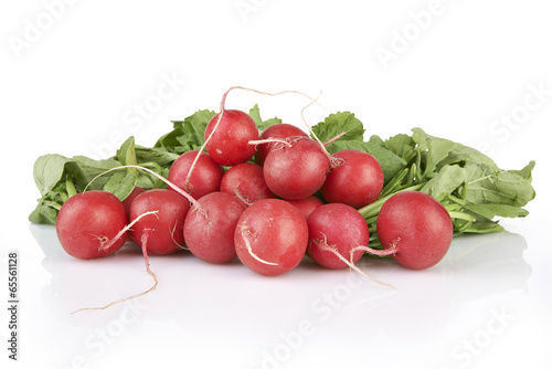 Small garden radish isolated on white background