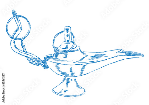 Hand Drawn Aladdin's Lamp - Vector Illustration