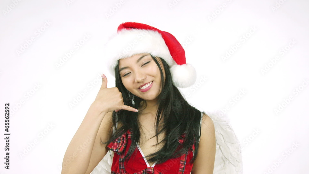santa christmas angel asian woman cut out isolated on white santa christmas angel asian woman cut out isolated on white