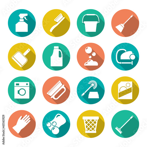 Set flat icons of cleaning