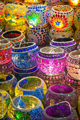 Oriental turkish lanterns at Istanbul market, Turkey
