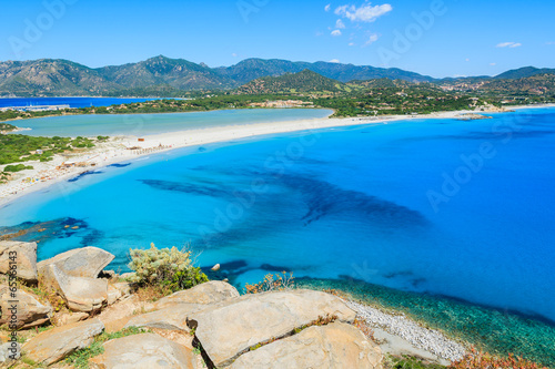 Beautiful view of Villasimius lagoon beach, Sardinia island