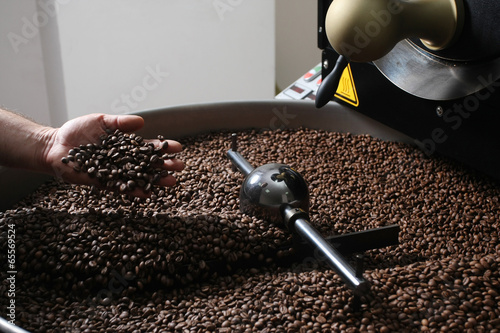 close-up view of roasted coffee beans