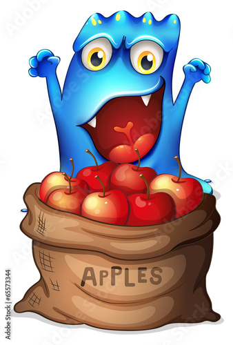A monster and a sack of apples
